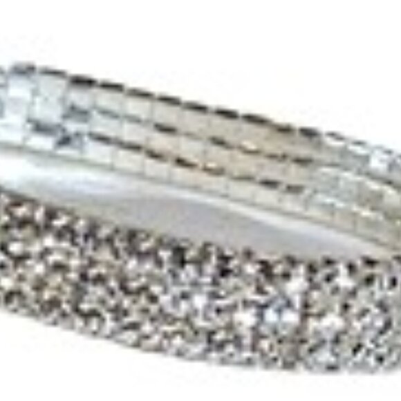 Jewelry - Bright Silver Rhinestone Stretch Bangle Bracelet XL